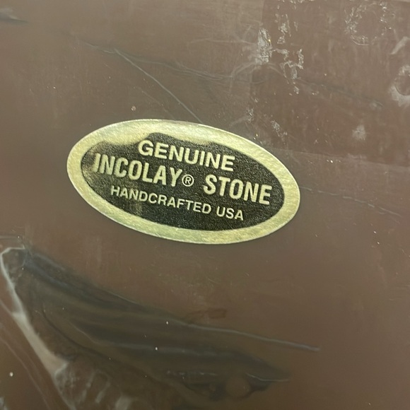 Vintage & Rare Genuine Incolay Stone DEER ELK BUCK DOE Carved Desk Organizer - Picture 6 of 12